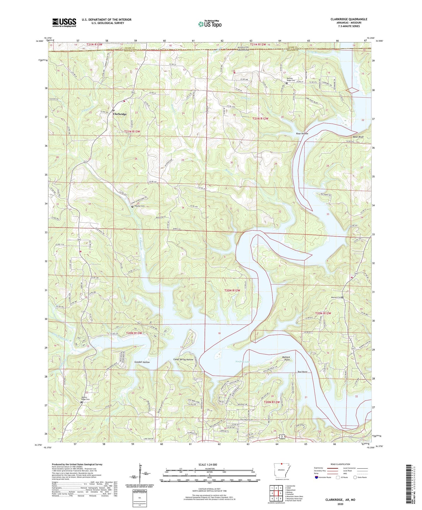 Clarkridge Arkansas US Topo Map Image