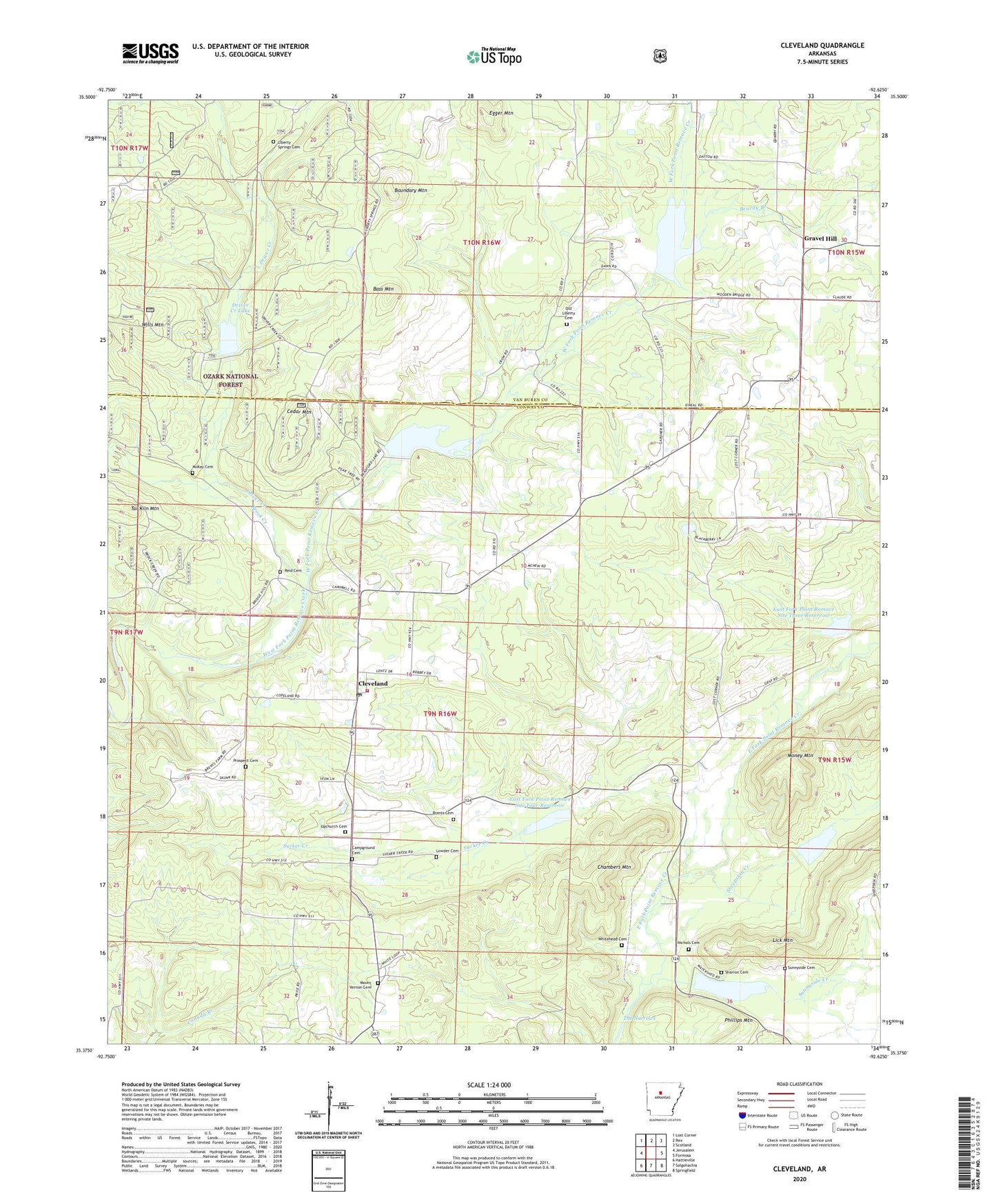 Cleveland Arkansas US Topo Map Image