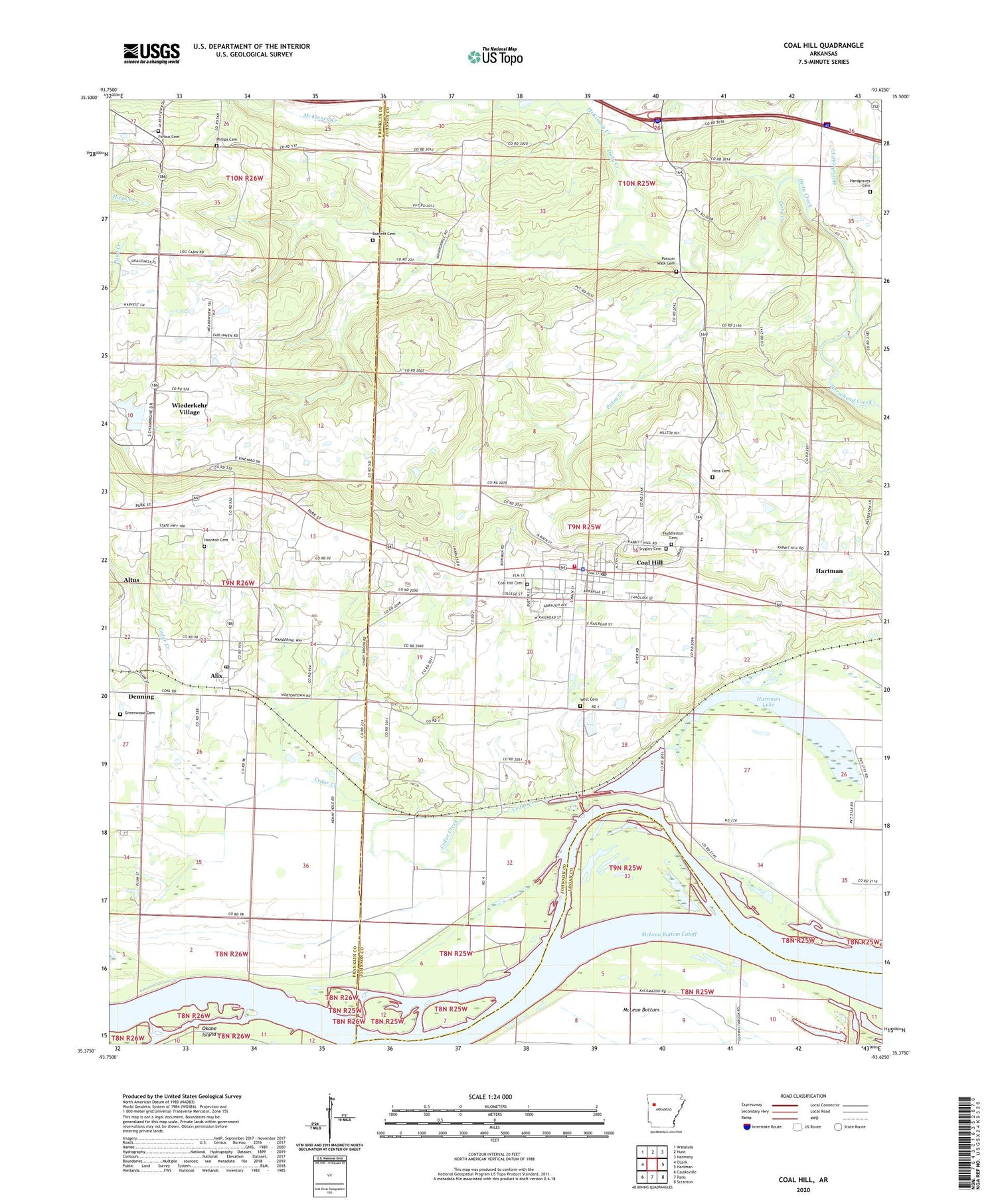 Coal Hill Arkansas US Topo Map Image