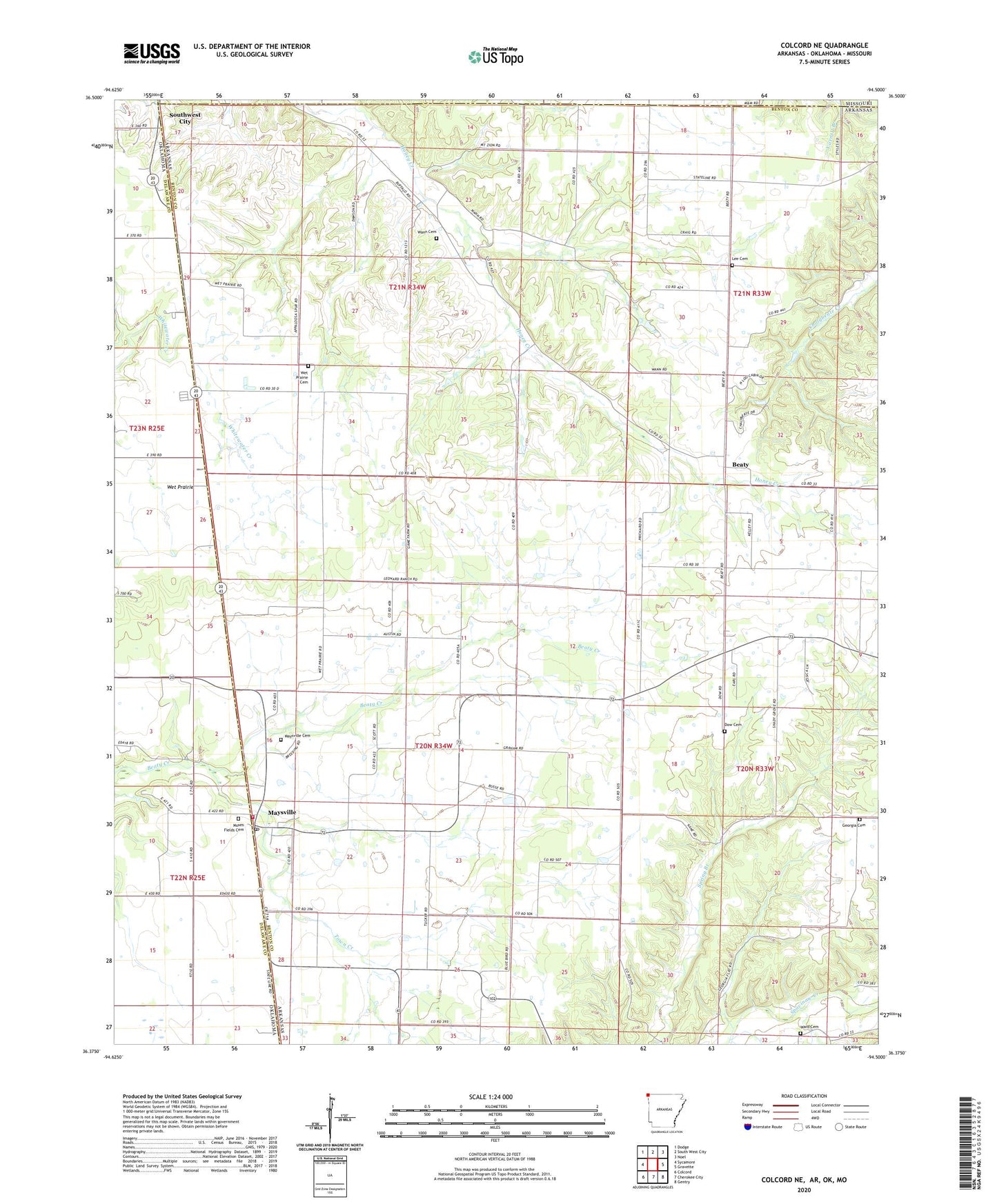 Colcord NE Arkansas US Topo Map Image