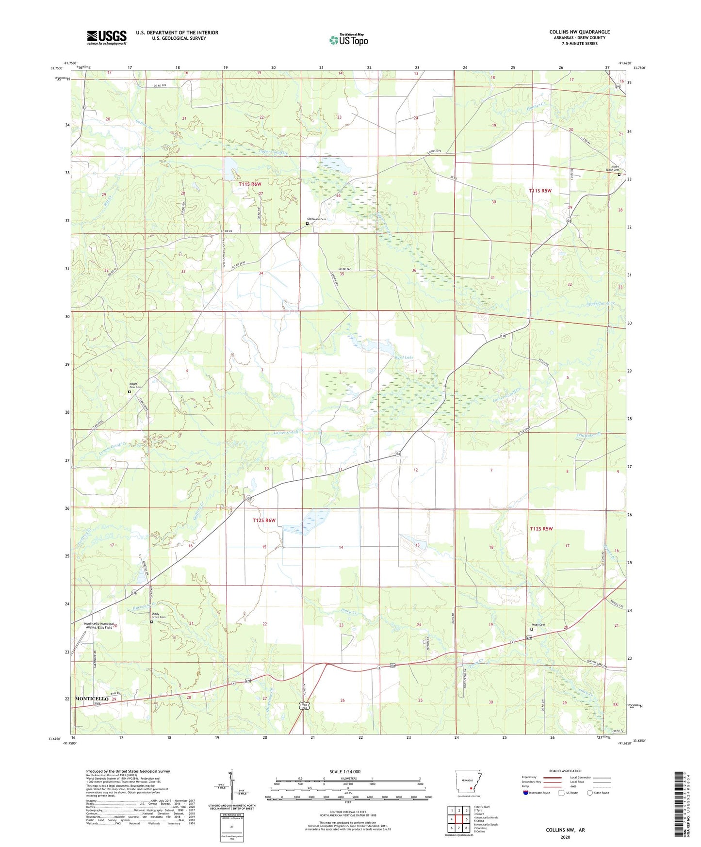 Collins NW Arkansas US Topo Map Image