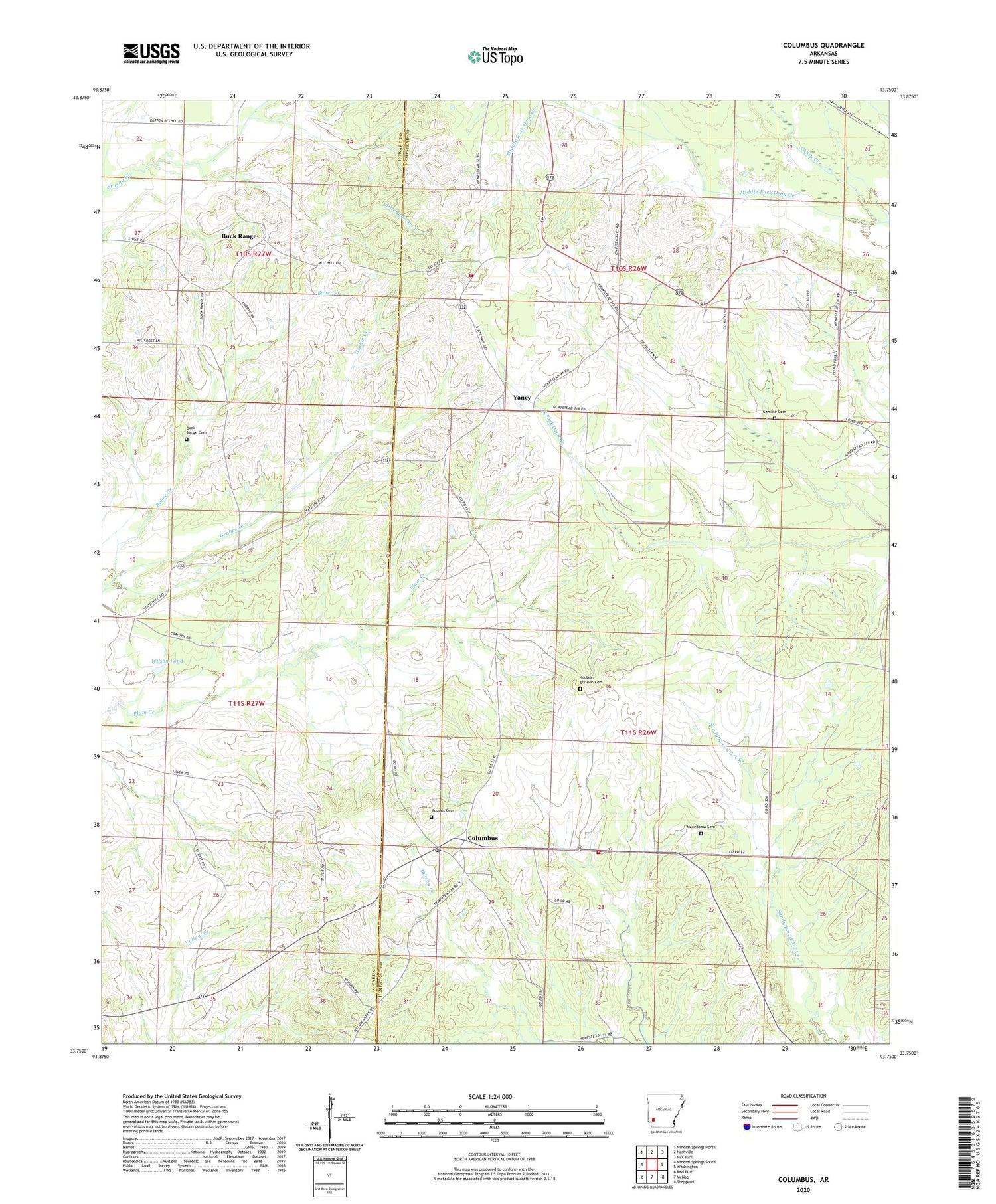 Columbus Arkansas US Topo Map Image