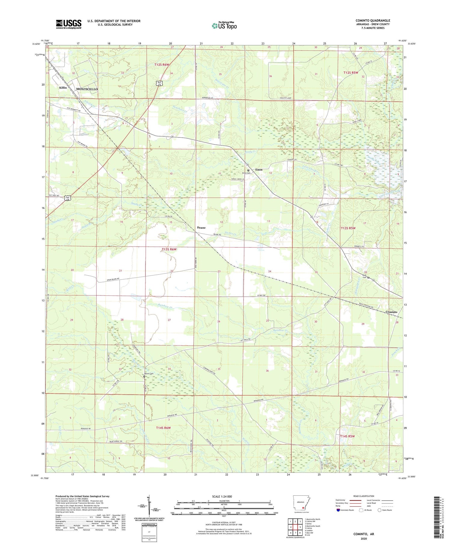 Cominto Arkansas US Topo Map Image