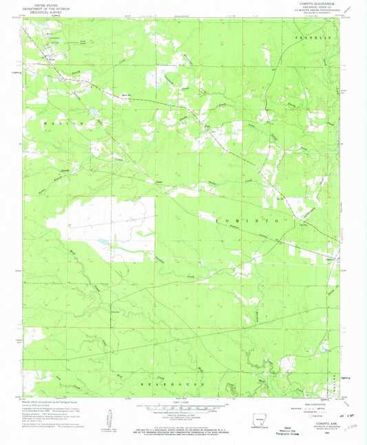 Classic USGS Cominto Arkansas 7.5'x7.5' Topo Map Image