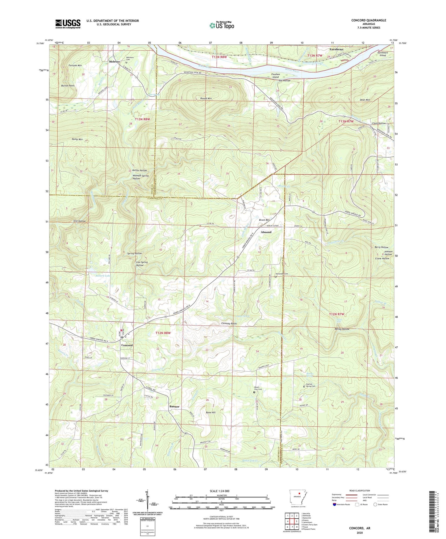 Concord Arkansas US Topo Map Image