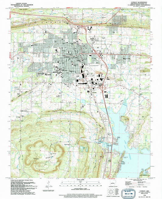 Classic USGS Conway Arkansas 7.5'x7.5' Topo Map Image