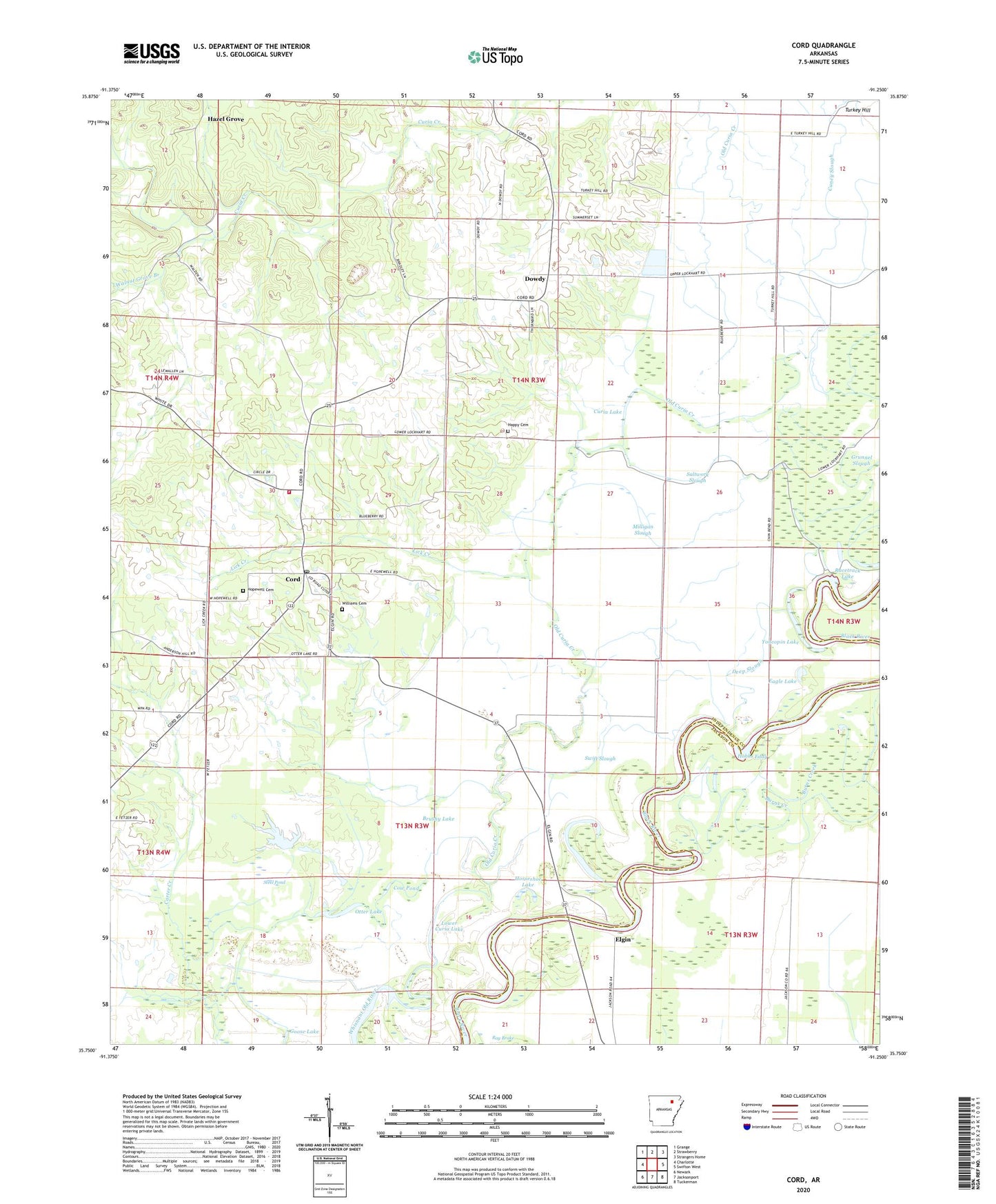 Cord Arkansas US Topo Map Image