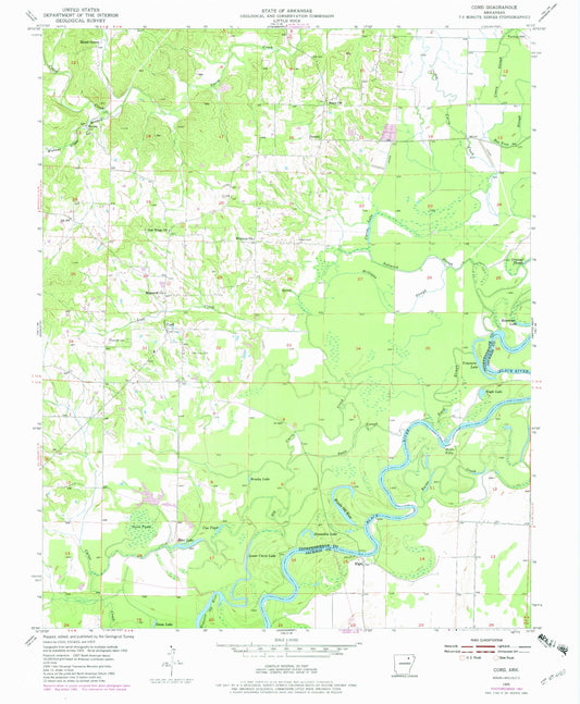 Classic USGS Cord Arkansas 7.5'x7.5' Topo Map Image