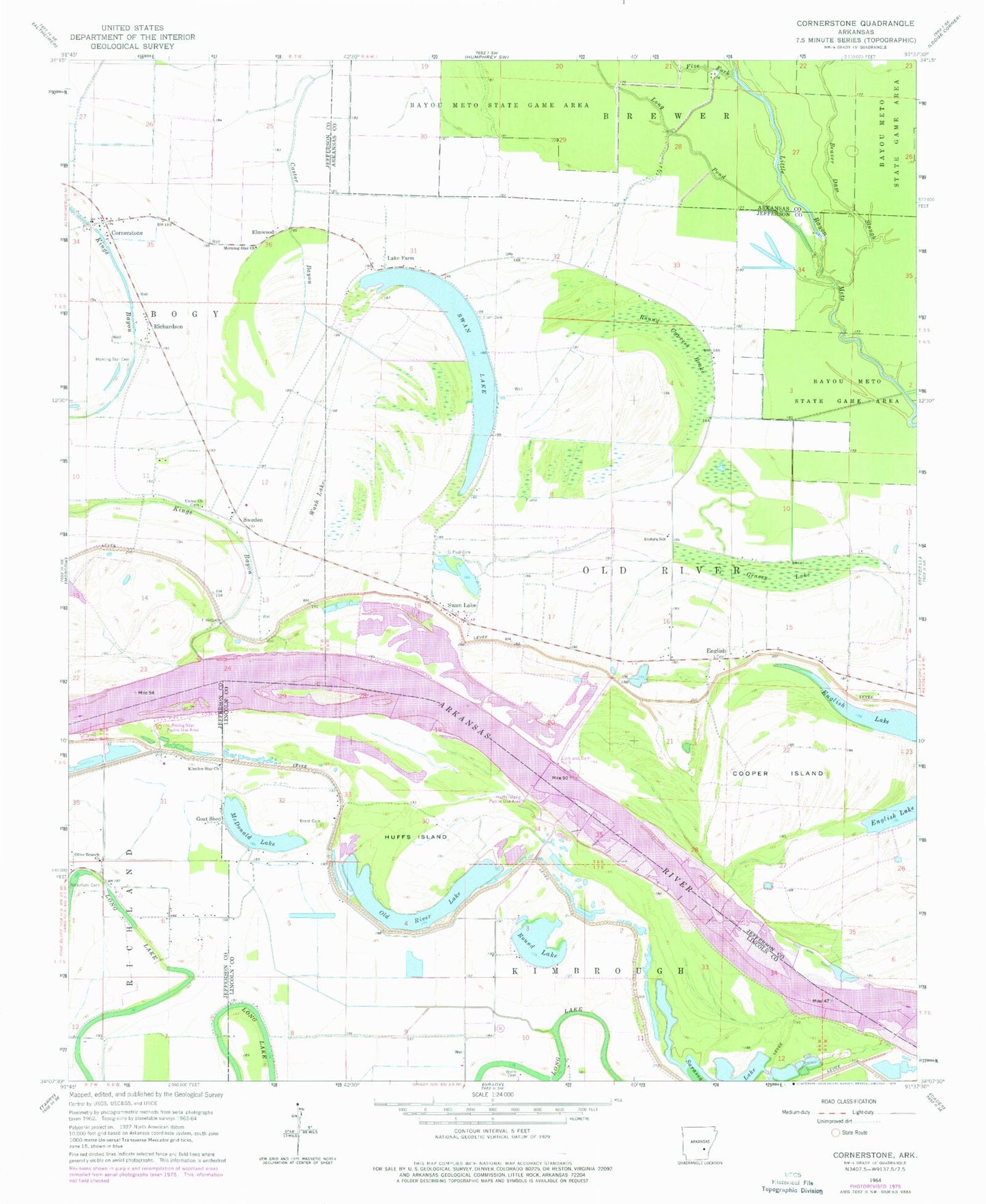 Classic USGS Cornerstone Arkansas 7.5'x7.5' Topo Map Image