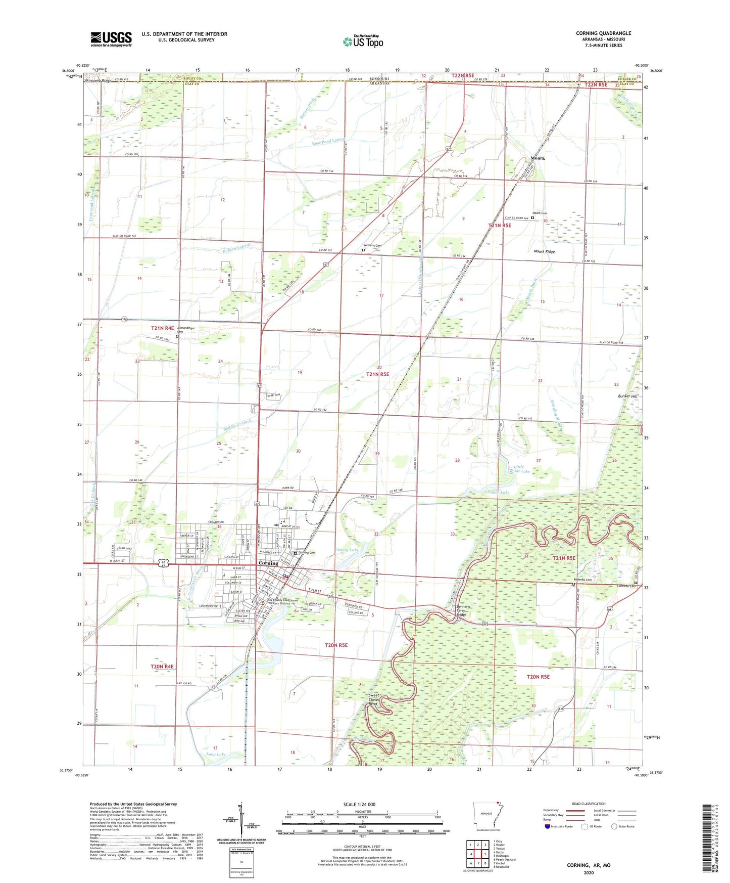 Corning Arkansas US Topo Map Image