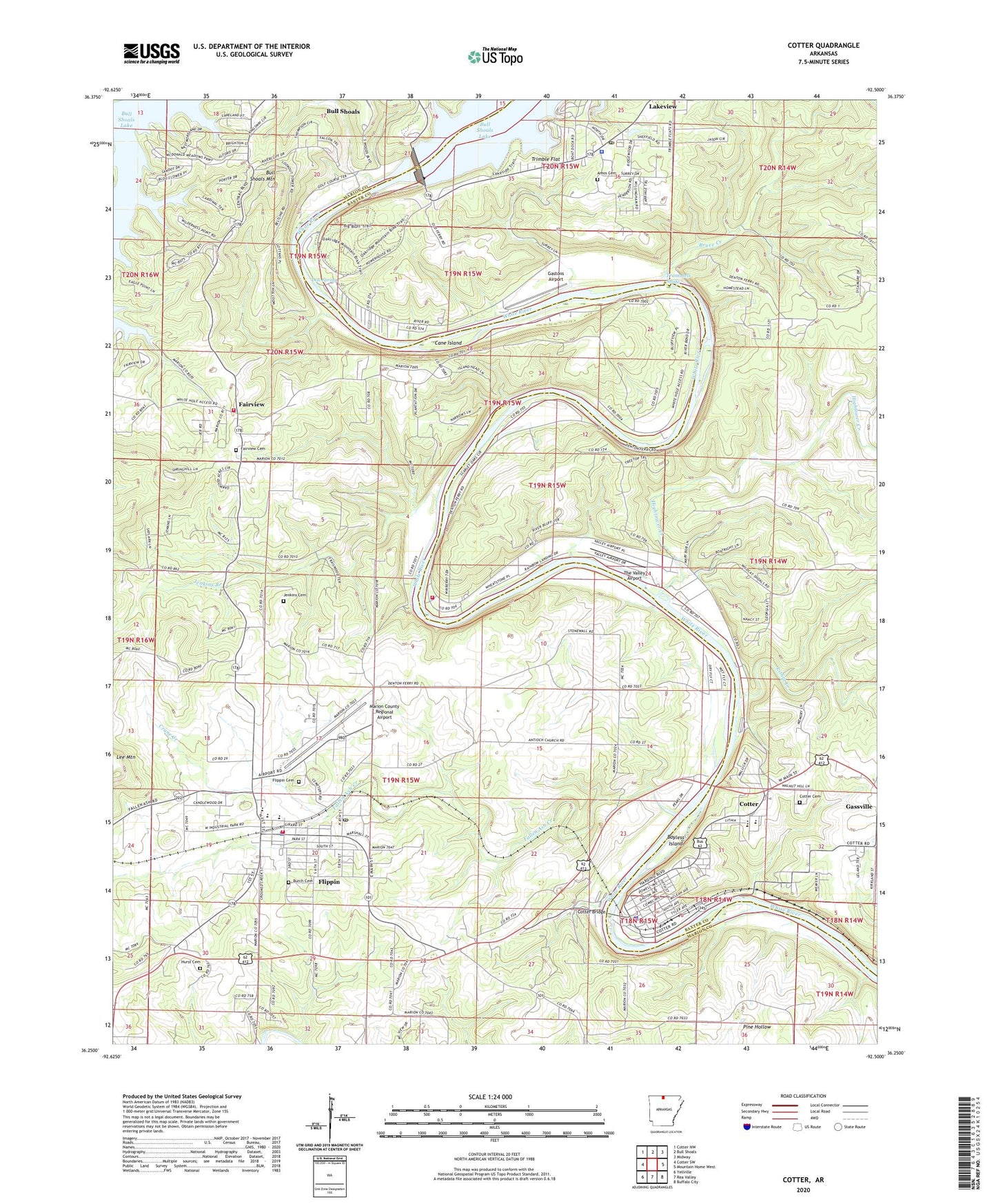 Cotter Arkansas US Topo Map Image