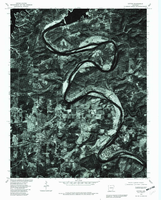 Classic USGS Cotter Arkansas 7.5'x7.5' Topo Map Image