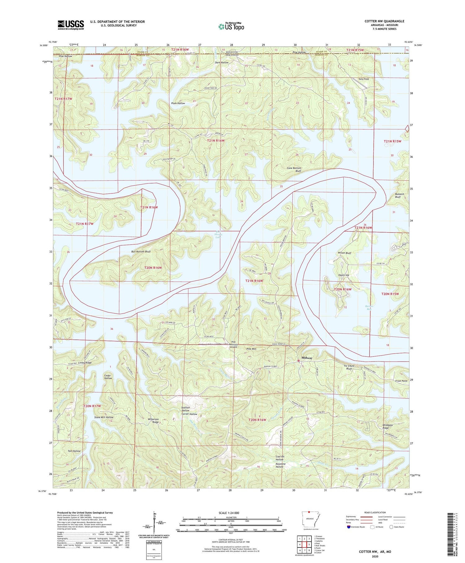 Cotter NW Arkansas US Topo Map Image