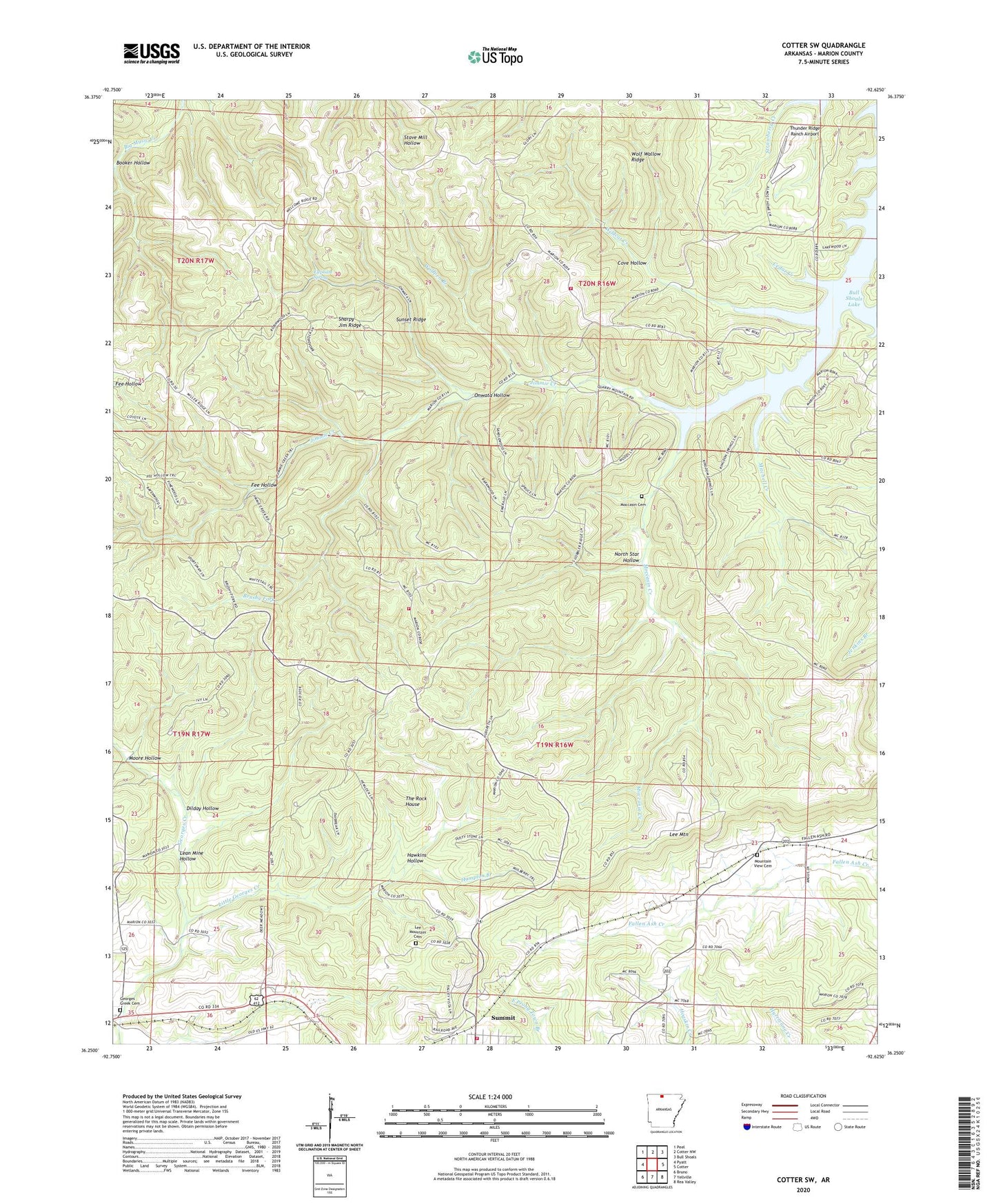 Cotter SW Arkansas US Topo Map Image