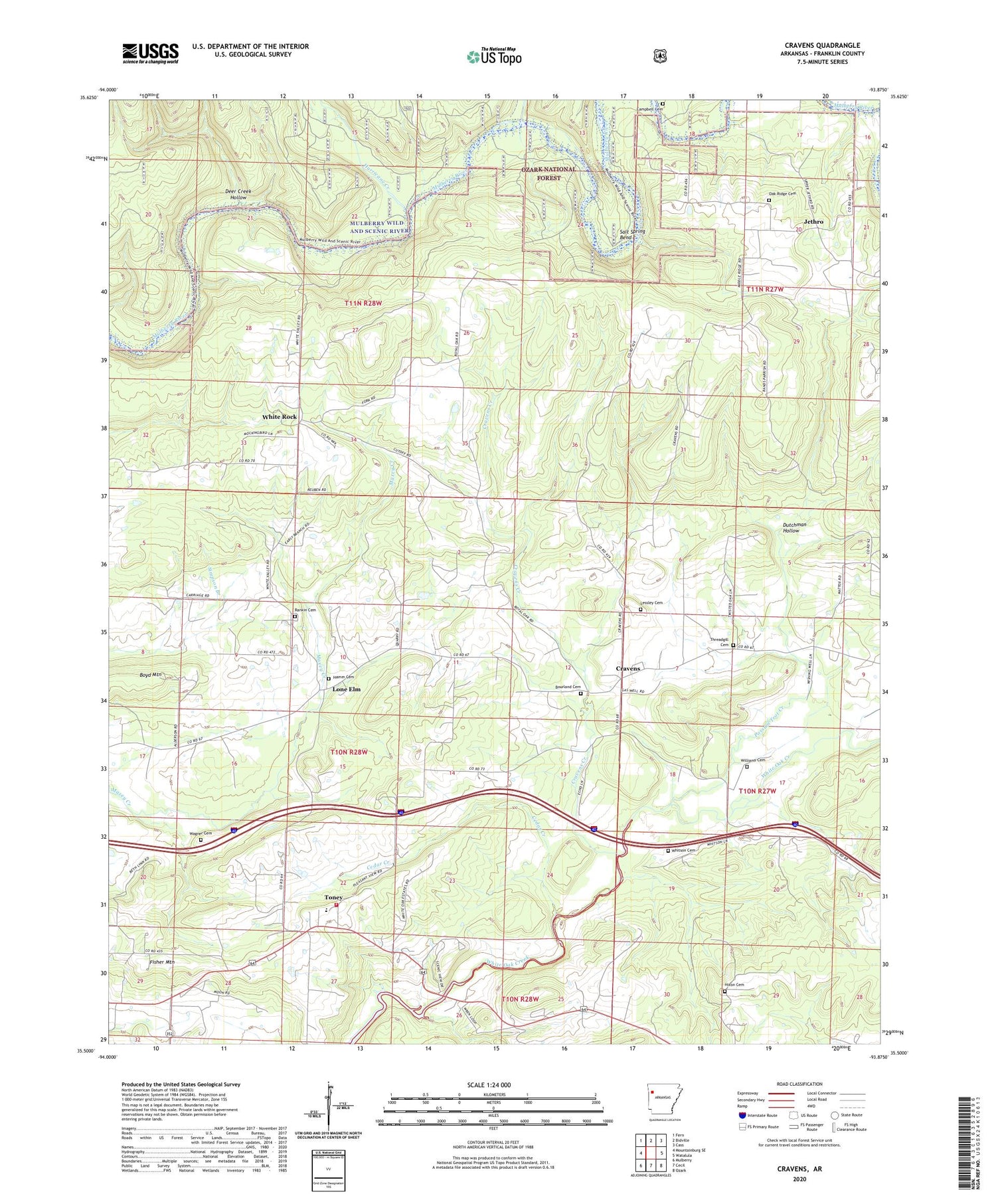 Cravens Arkansas US Topo Map Image