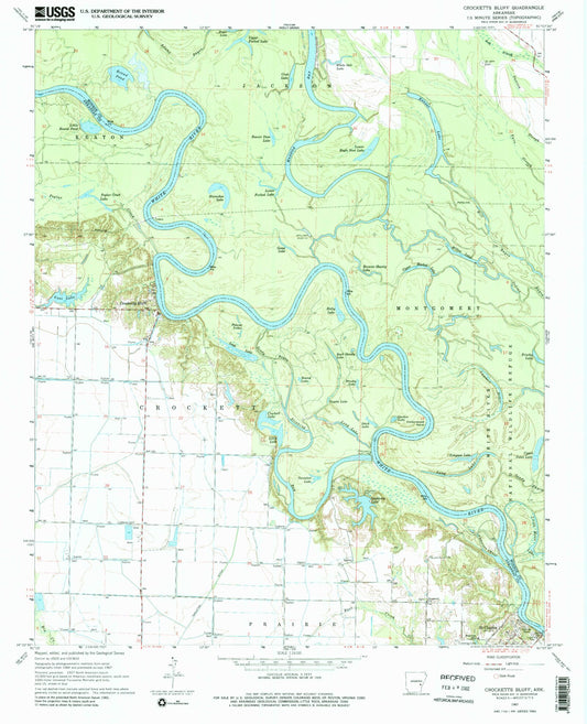 Classic USGS Crocketts Bluff Arkansas 7.5'x7.5' Topo Map Image