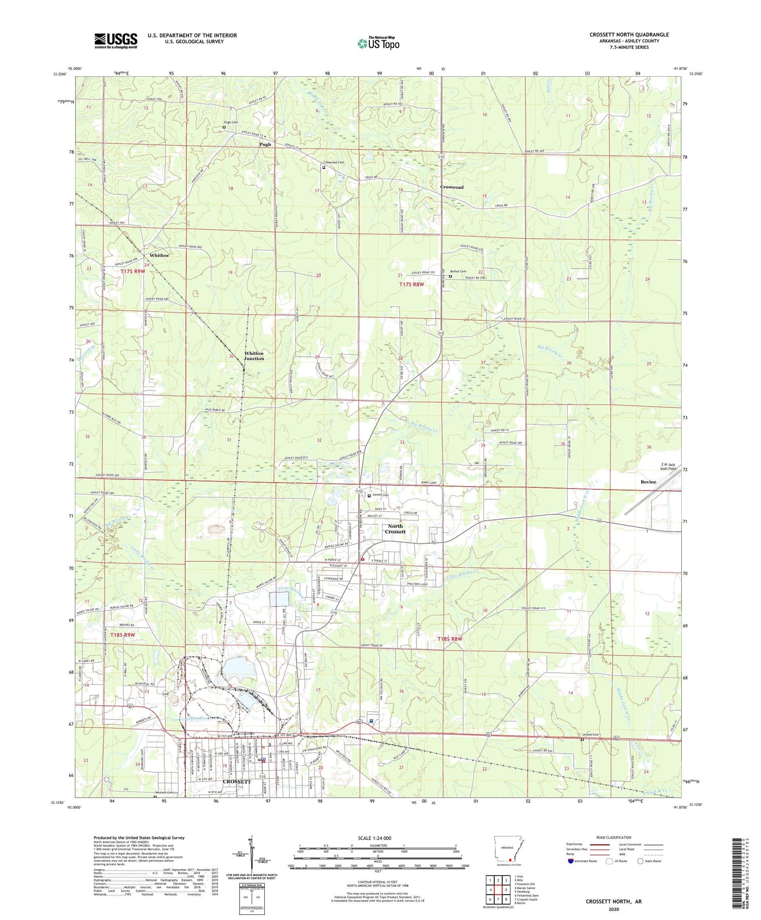 Crossett North Arkansas US Topo Map Image
