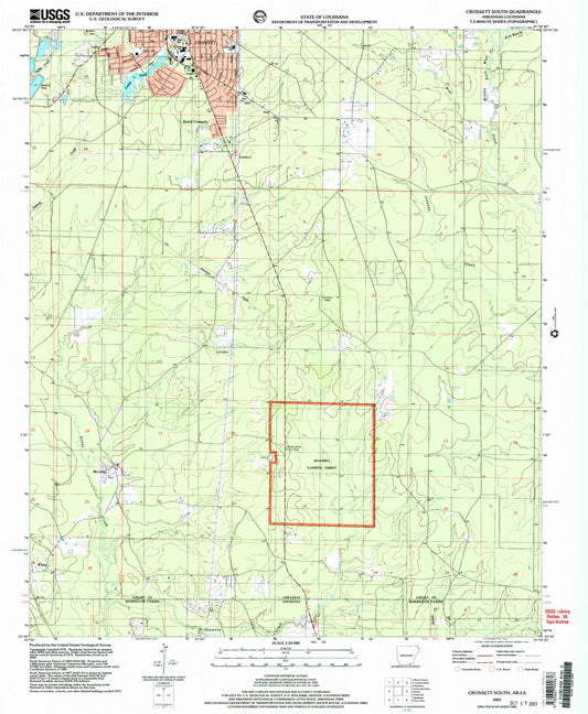 Classic USGS Crossett South Arkansas 7.5'x7.5' Topo Map Image