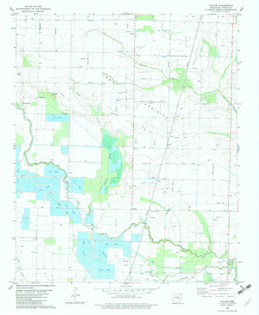 Classic USGS Culler Arkansas 7.5'x7.5' Topo Map Image