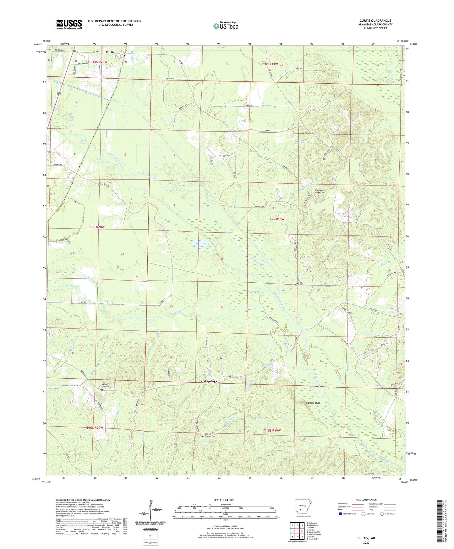 Curtis Arkansas US Topo Map Image