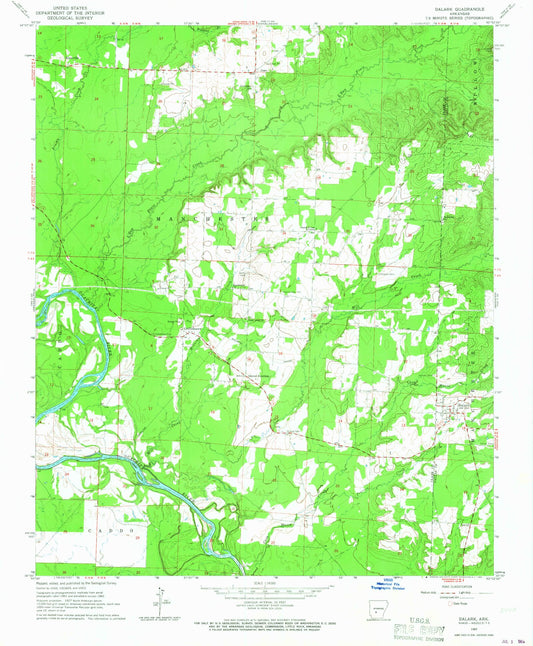 Classic USGS Dalark Arkansas 7.5'x7.5' Topo Map Image