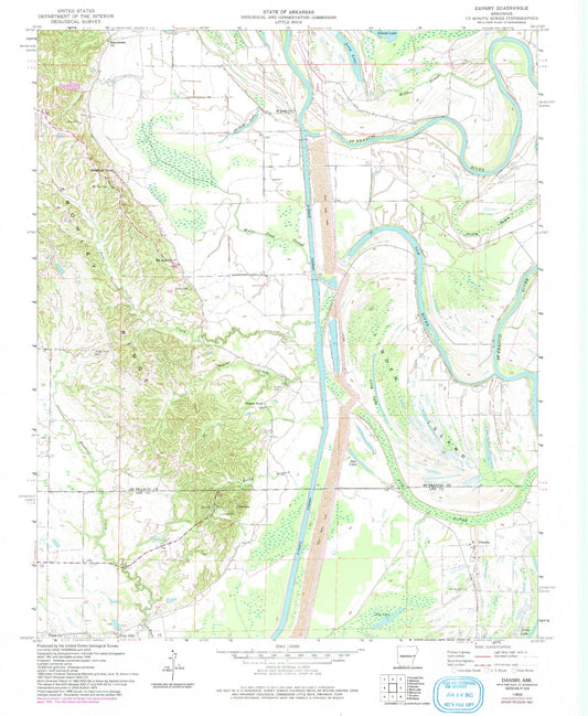 Classic USGS Dansby Arkansas 7.5'x7.5' Topo Map Image