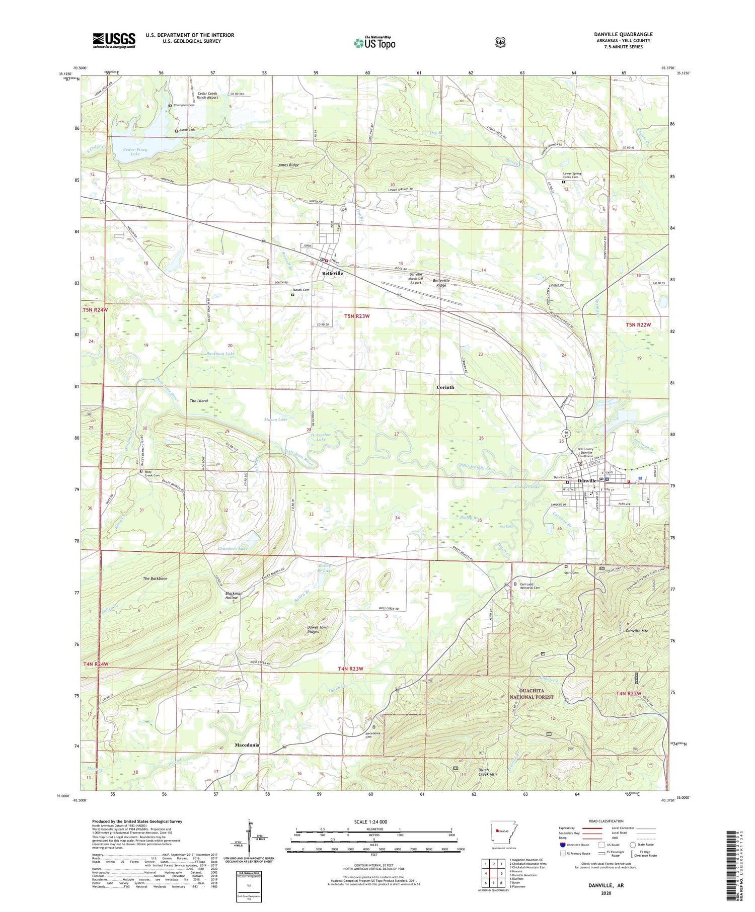 Danville Arkansas US Topo Map Image