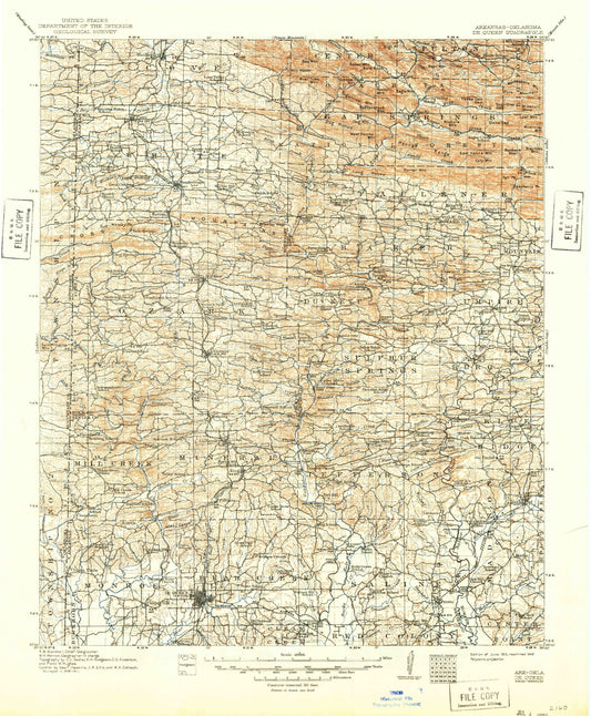 Historic 1913 De Queen Arkansas 30'x30' Topo Map Image