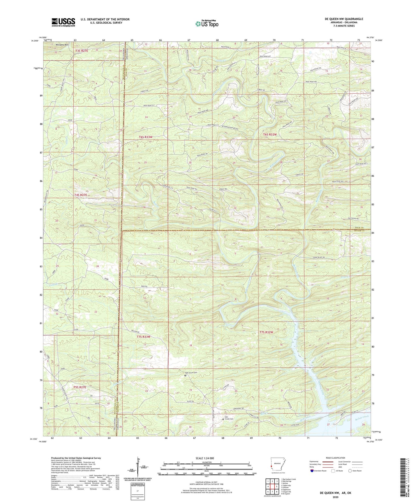De Queen NW Arkansas US Topo Map Image