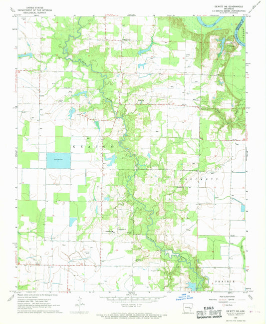 Classic USGS De Witt NE Arkansas 7.5'x7.5' Topo Map Image