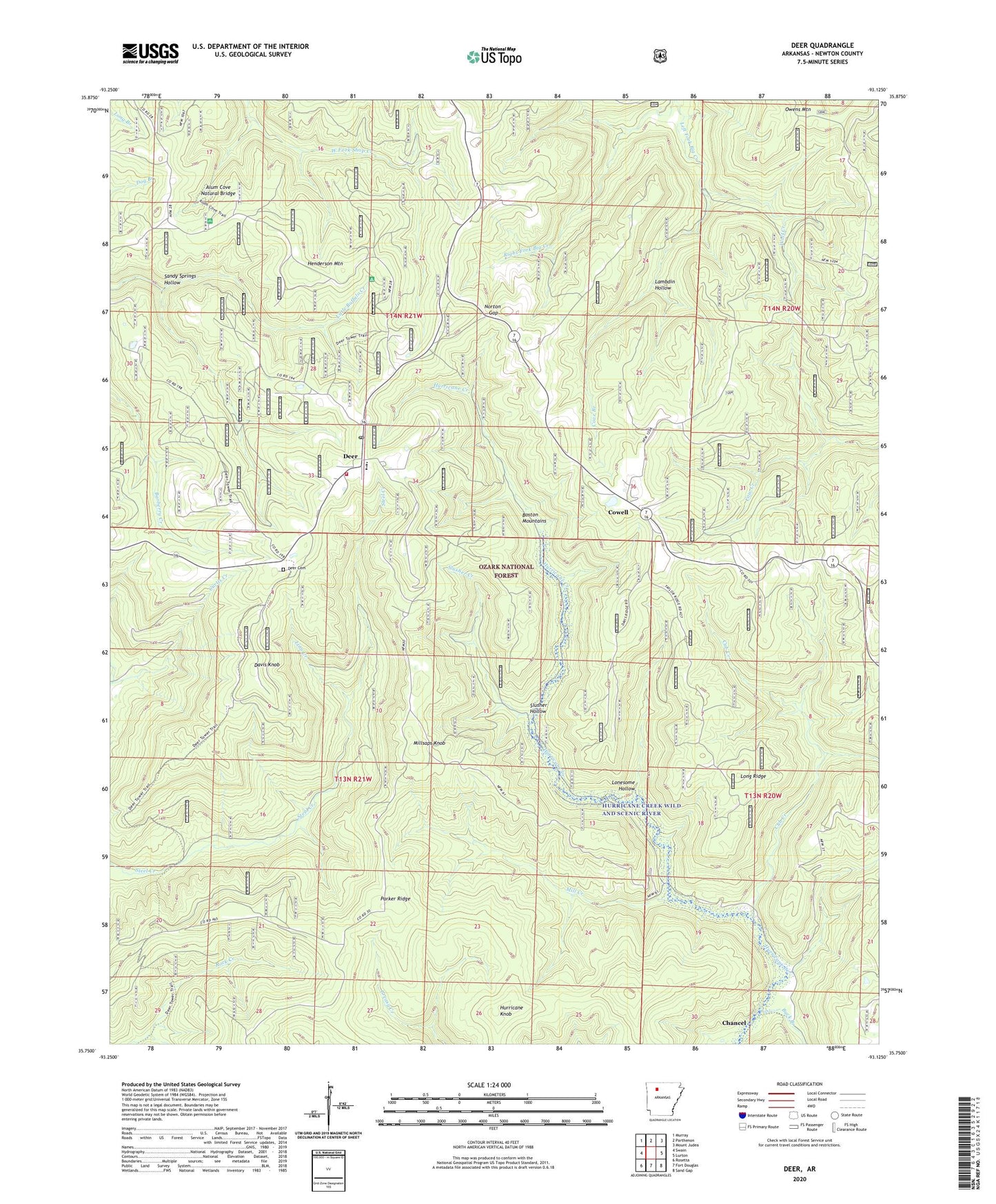 Deer Arkansas US Topo Map Image