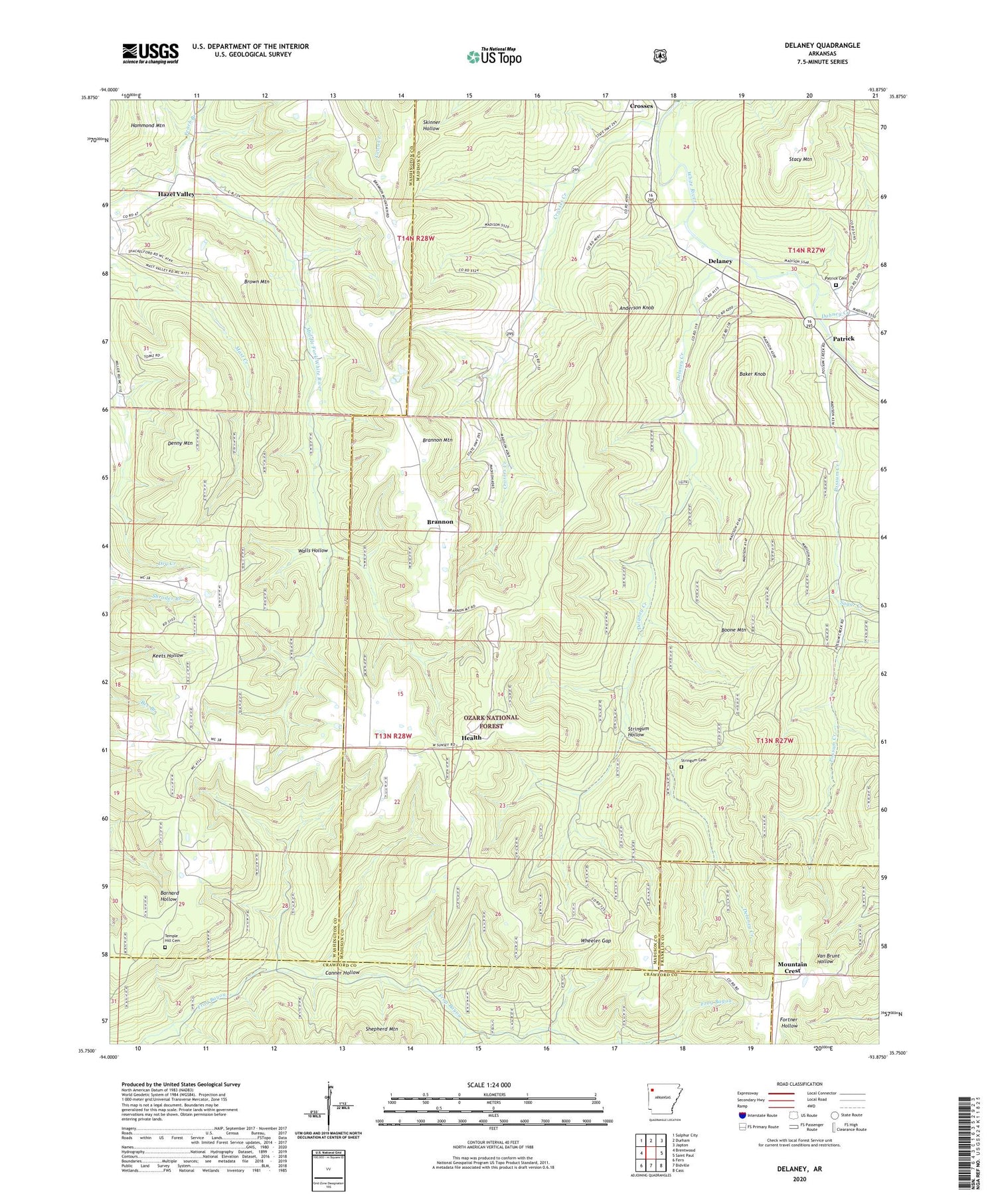 Delaney Arkansas US Topo Map Image
