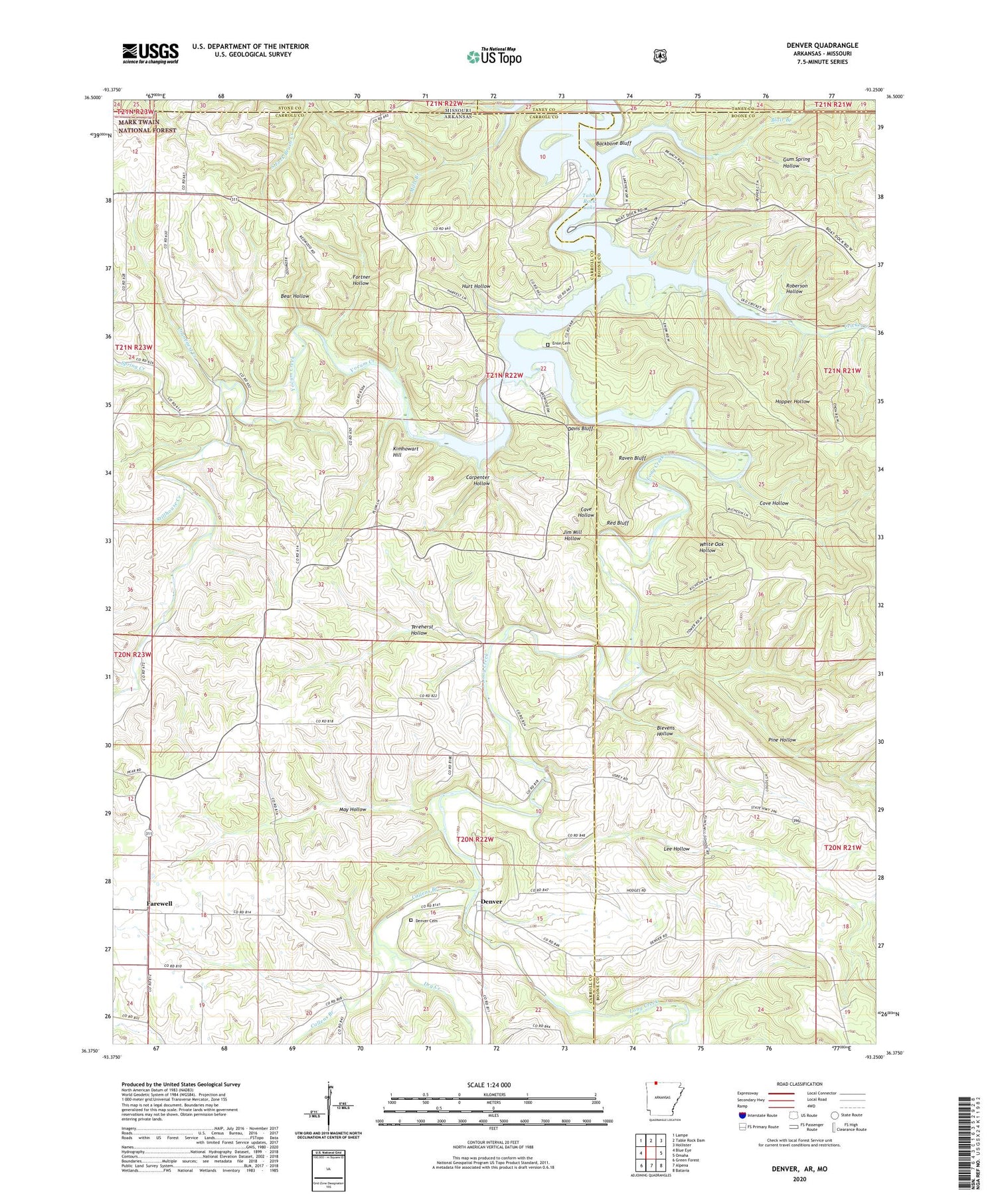 Denver Arkansas US Topo Map Image