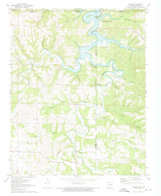 Classic USGS Denver Arkansas 7.5'x7.5' Topo Map Image
