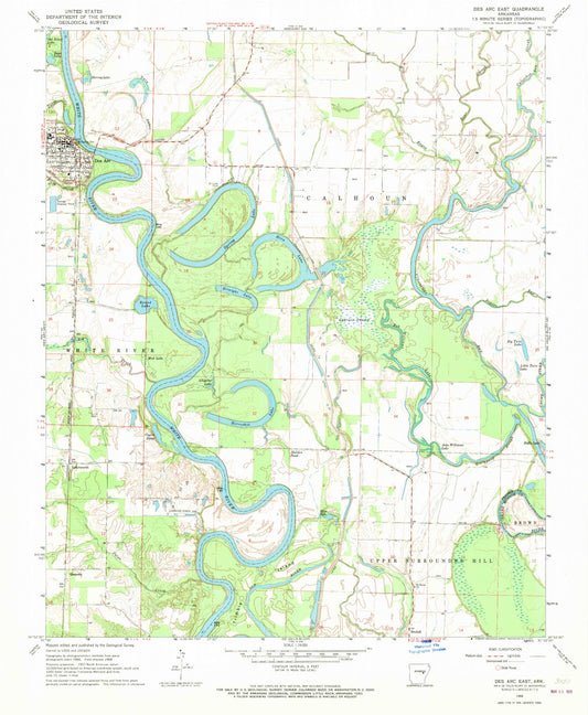 Classic USGS Des Arc East Arkansas 7.5'x7.5' Topo Map Image