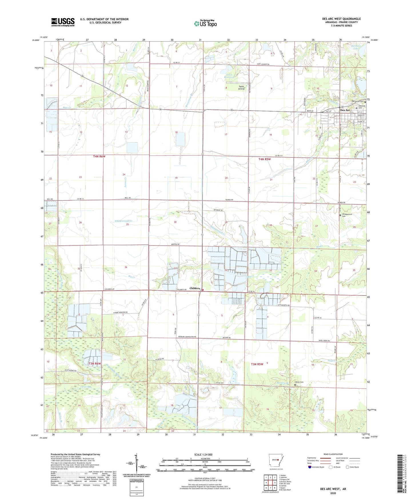 Des Arc West Arkansas US Topo Map Image