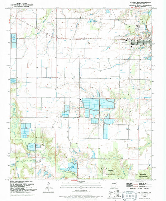 Classic USGS Des Arc West Arkansas 7.5'x7.5' Topo Map Image
