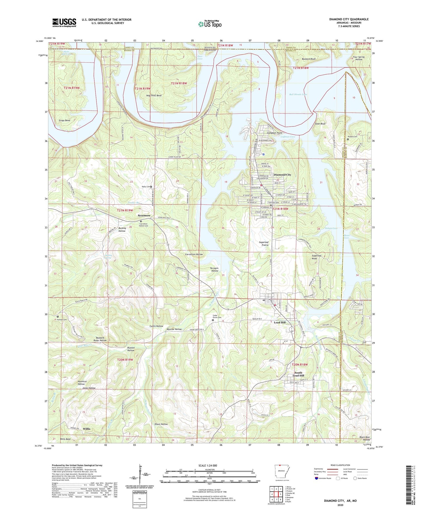 Diamond City Arkansas US Topo Map Image