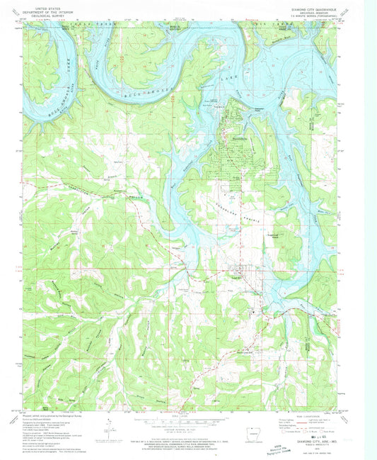 Classic USGS Diamond City Arkansas 7.5'x7.5' Topo Map Image