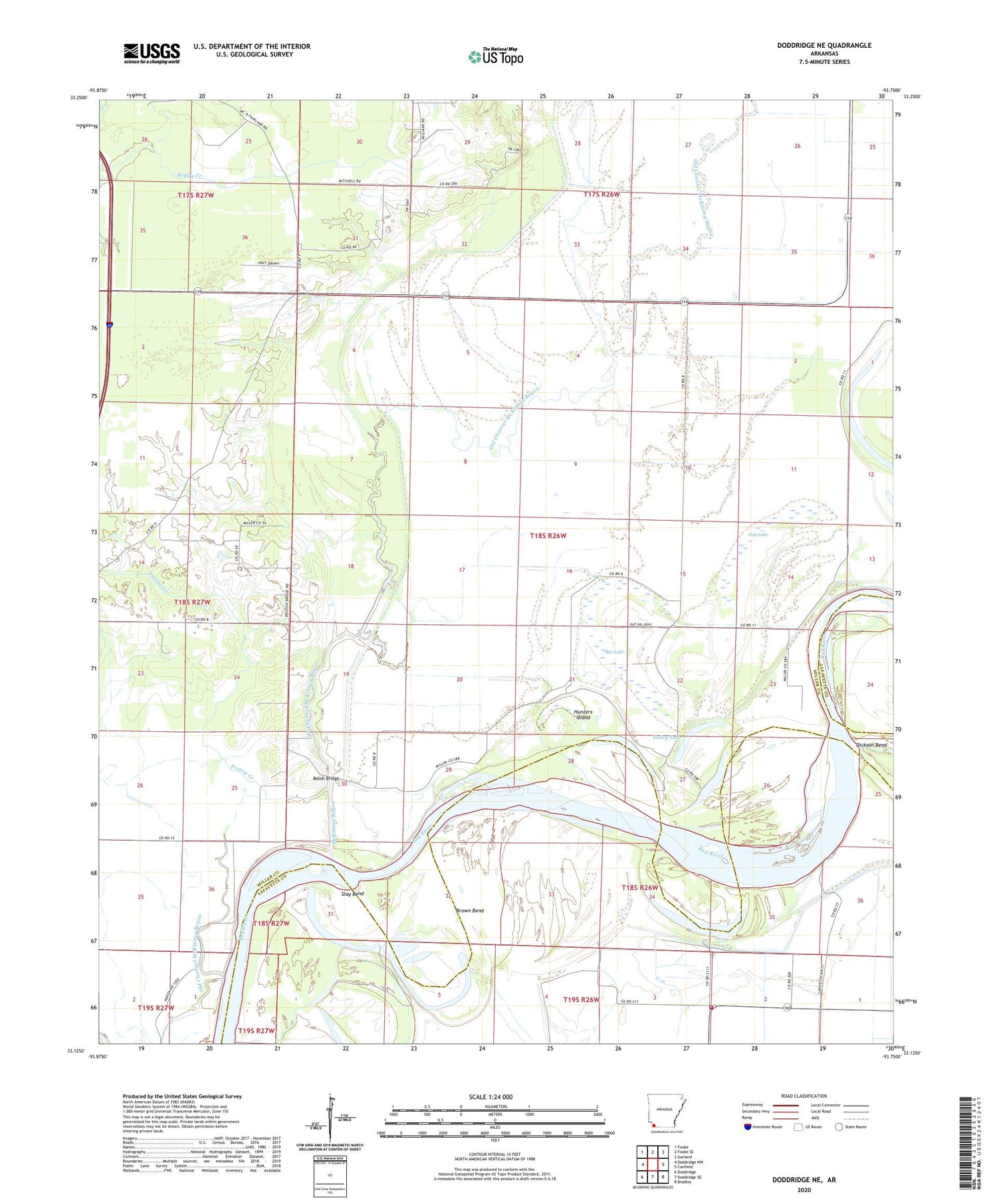 Doddridge NE Arkansas US Topo Map Image