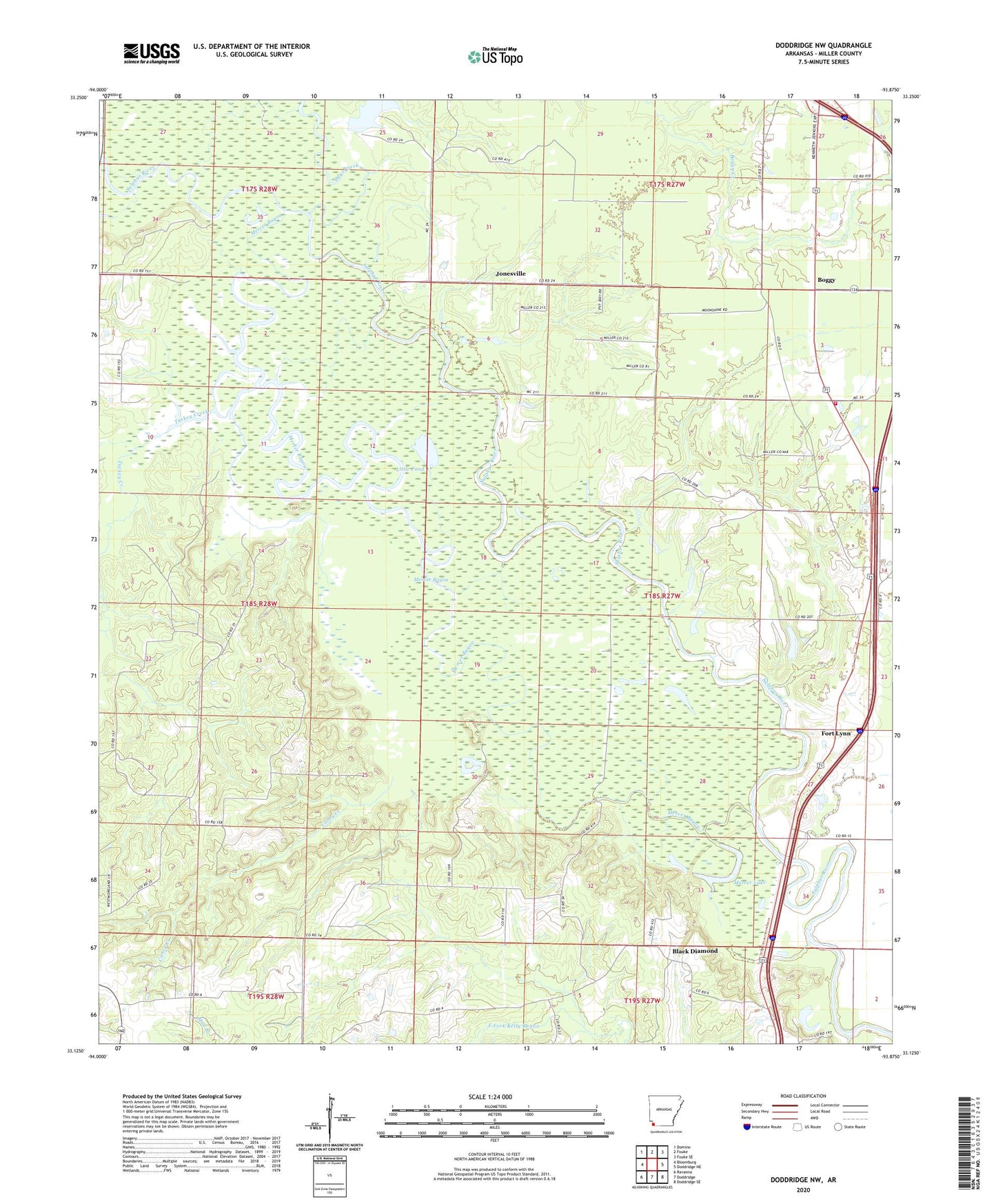 Doddridge NW Arkansas US Topo Map Image