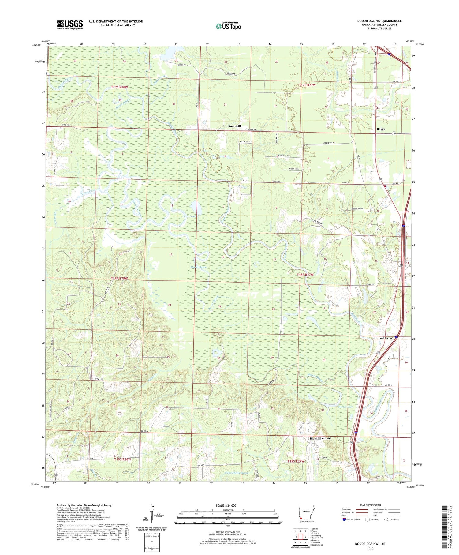 Doddridge NW Arkansas US Topo Map Image