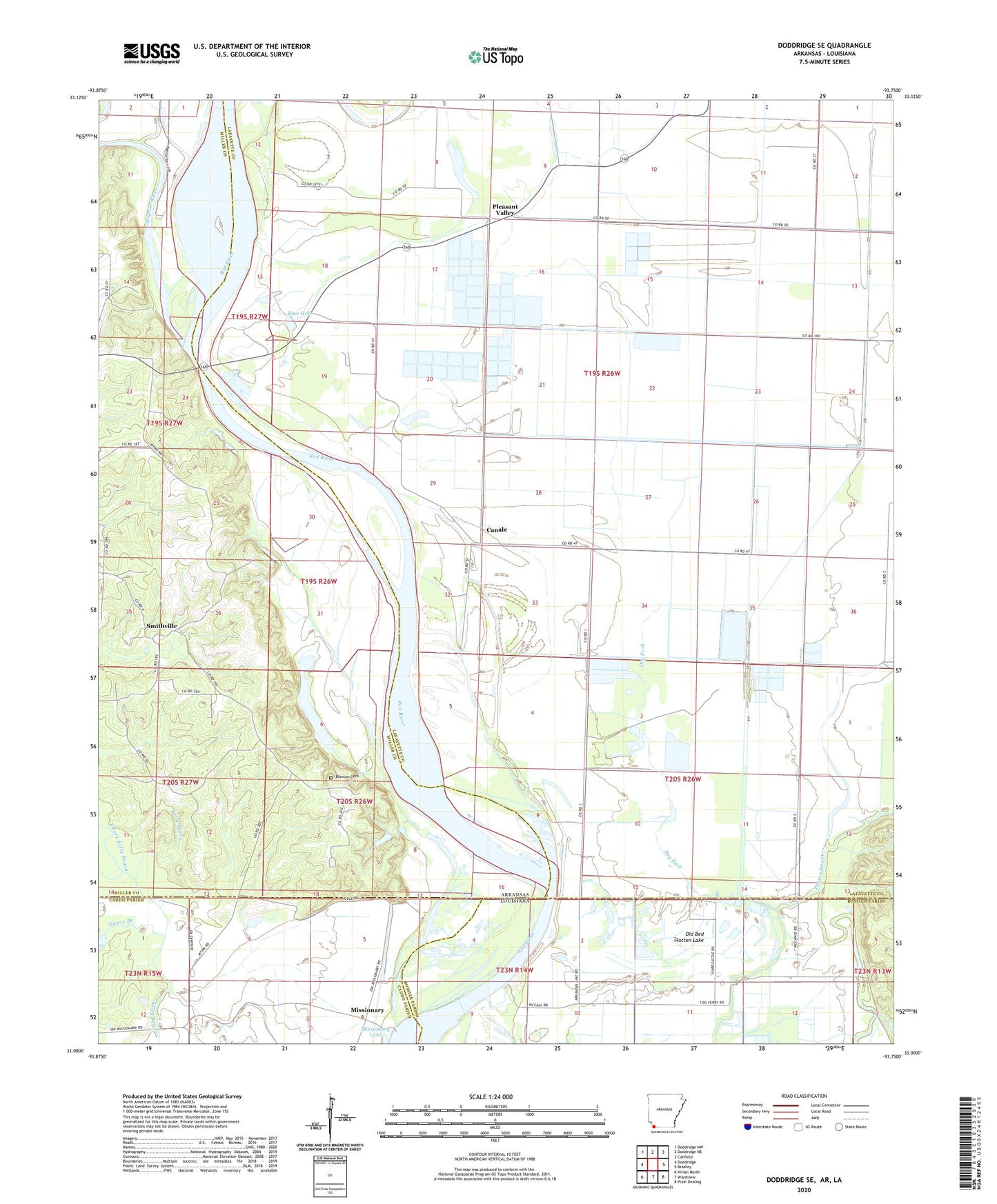 Doddridge SE Arkansas US Topo Map Image