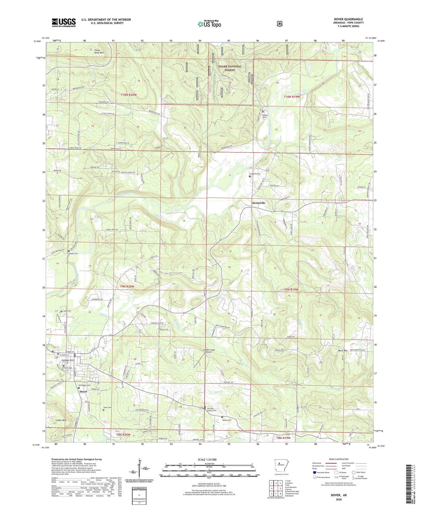 Dover Arkansas US Topo Map Image
