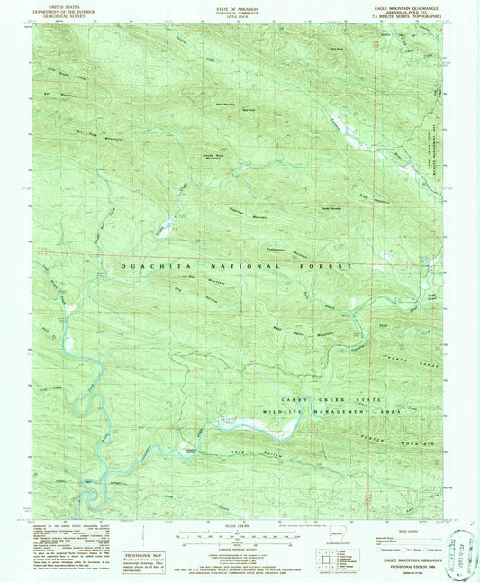 Classic USGS Eagle Mountain Arkansas 7.5'x7.5' Topo Map Image