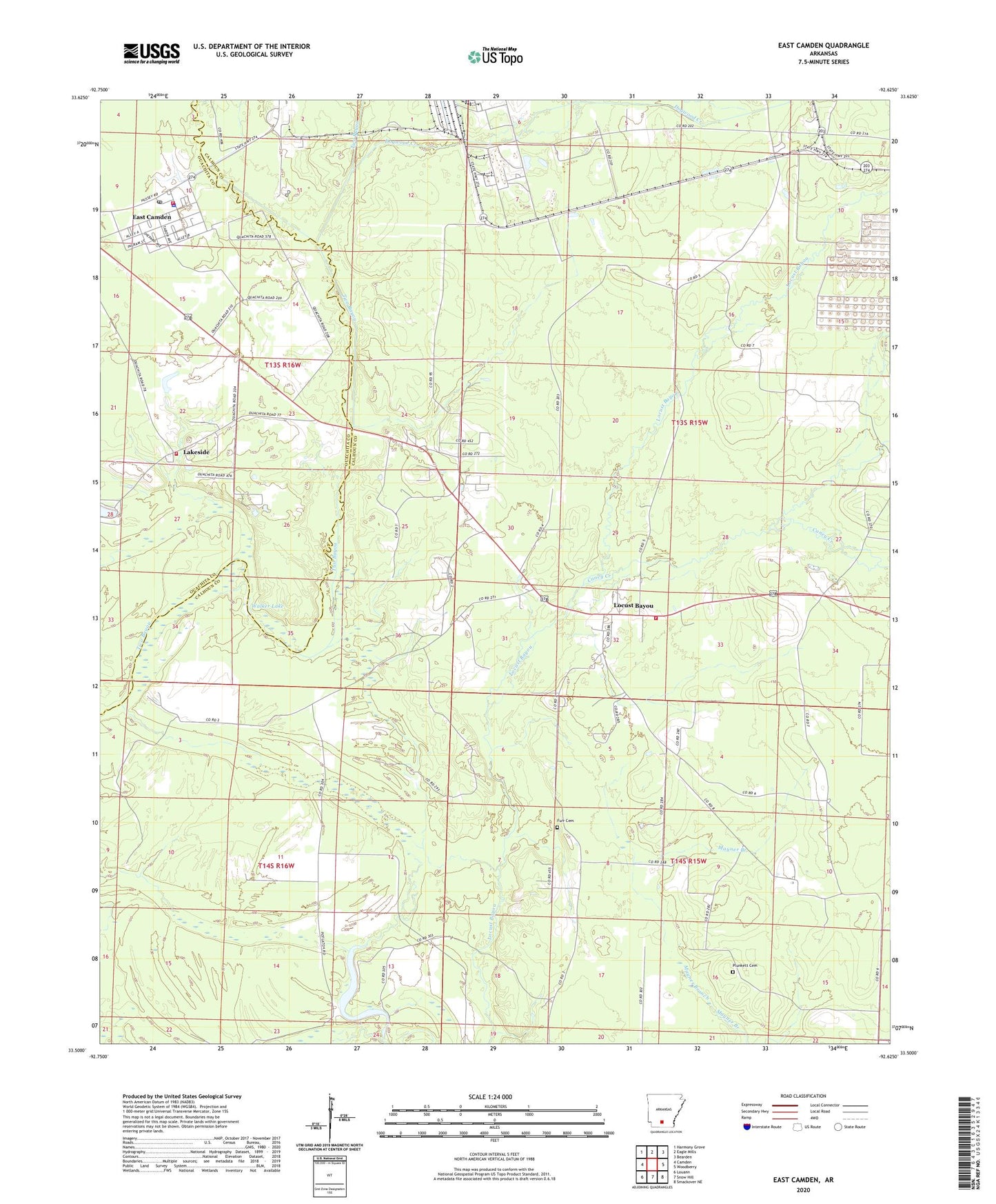 East Camden Arkansas US Topo Map Image
