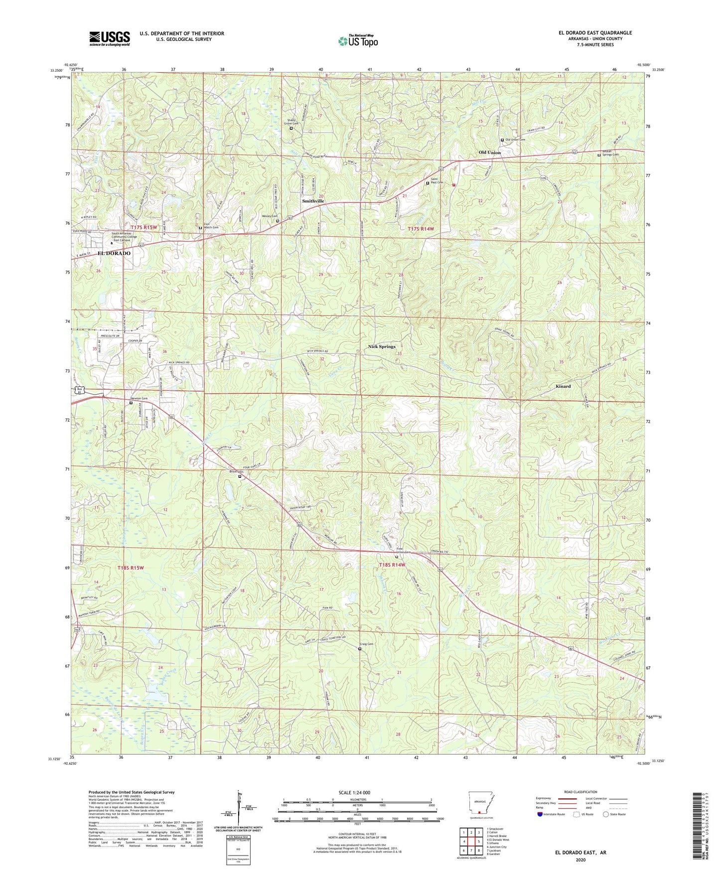 El Dorado East Arkansas US Topo Map Image