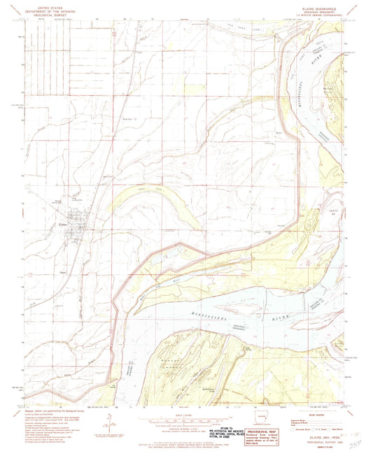 Classic USGS Elaine Arkansas 7.5'x7.5' Topo Map Image