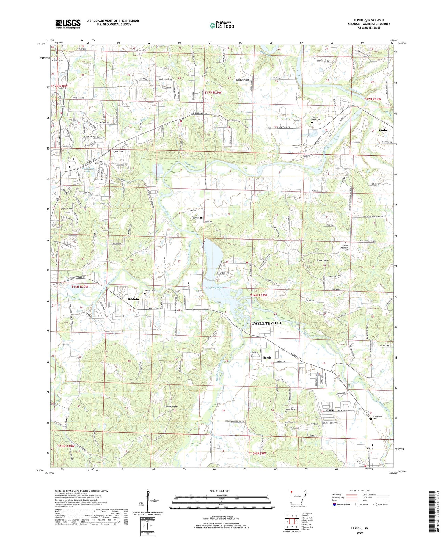 Elkins Arkansas US Topo Map Image