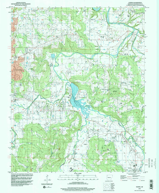 Classic USGS Elkins Arkansas 7.5'x7.5' Topo Map Image